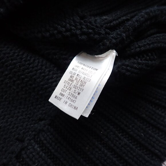She + Sky Women's Size S/M Oversized Black Knit Sweater Boxy 100% Cotton - Picture 4 of 8
